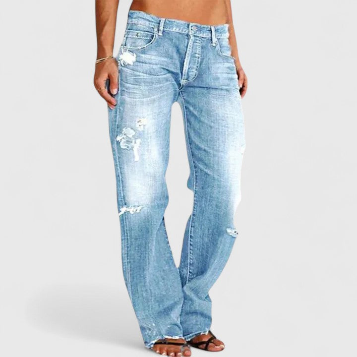 Emma | Stylish Rugged Wide-Leg Cotton Jeans