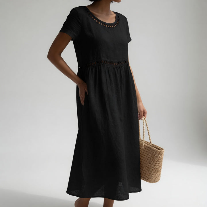 Livia | Embroidered Linen-Blend Dress