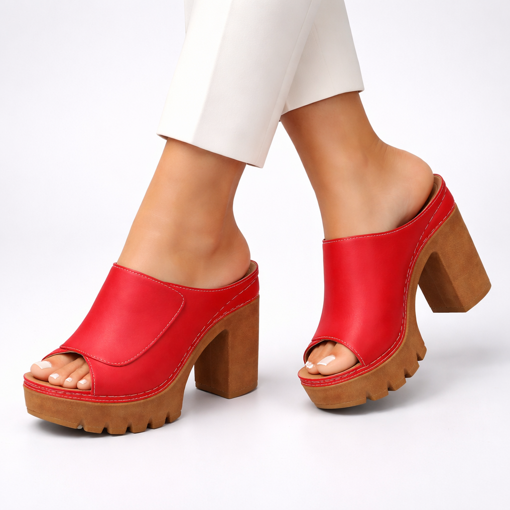 Mizella | Leather Platform Wedge Heels
