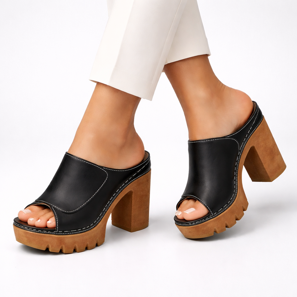 Mizella | Leather Platform Wedge Heels