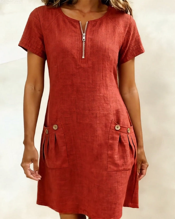 Camryn | Cotton Zip-Pocket Dress