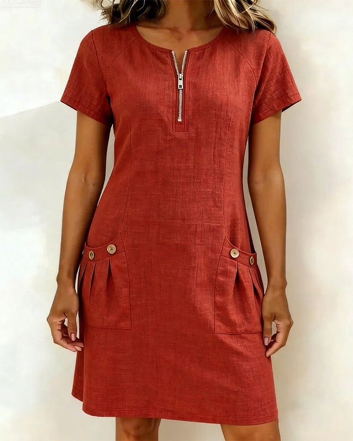 Camryn | Cotton Zip-Pocket Dress